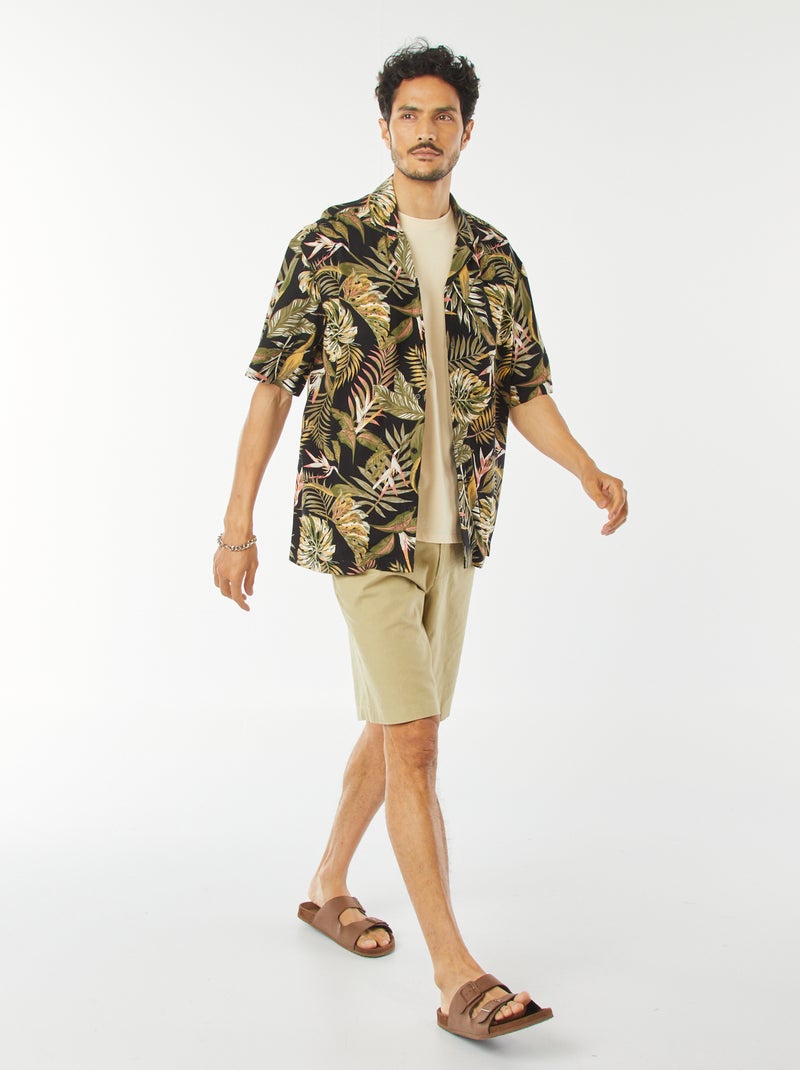 Chemise manches courte à motif Noir - Kiabi