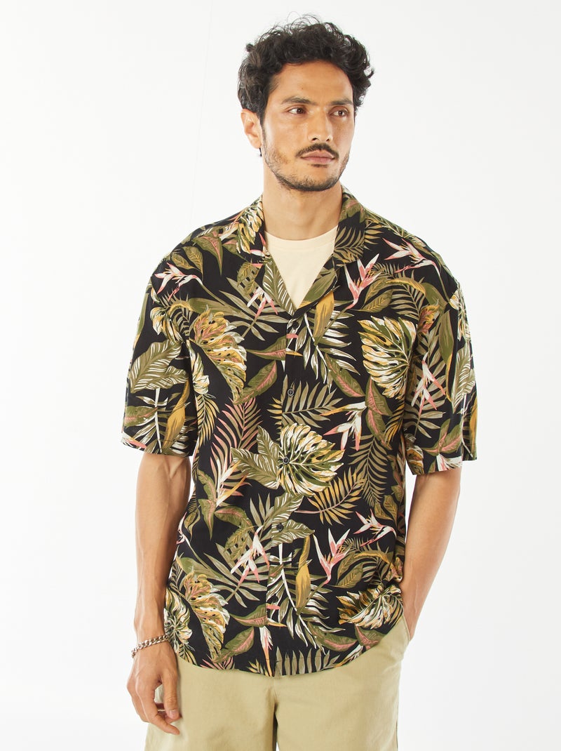 Chemise manches courte à motif Noir - Kiabi