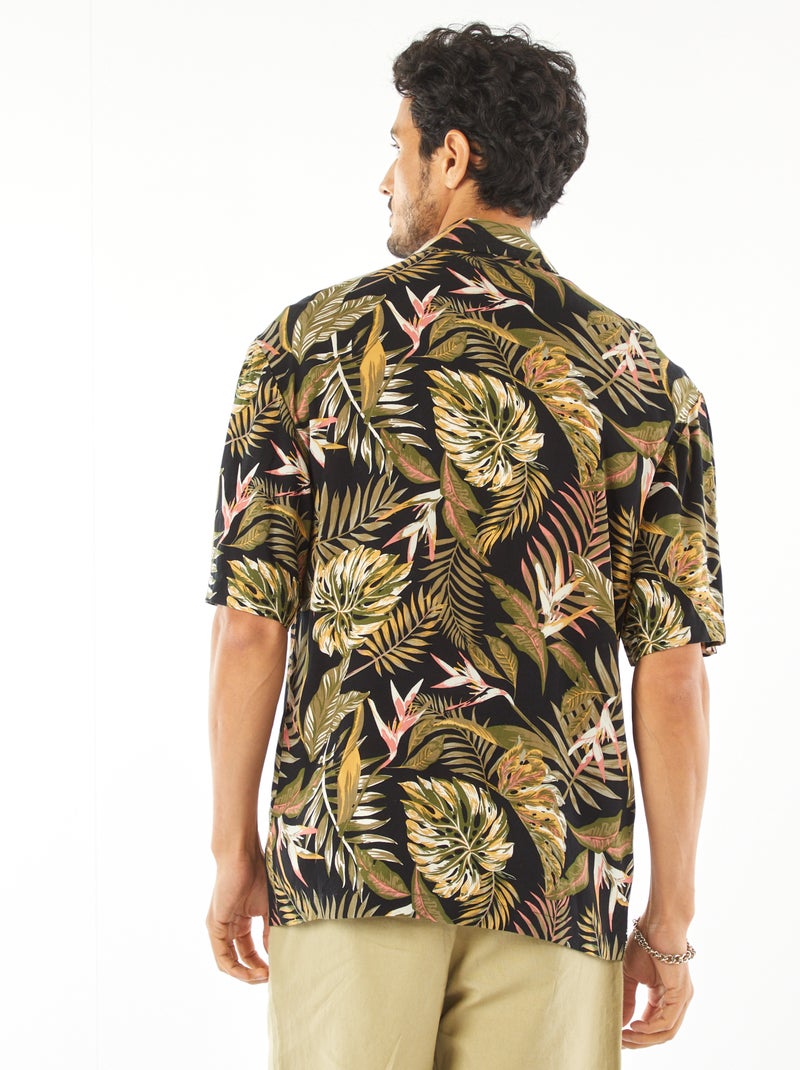 Chemise manches courte à motif Noir - Kiabi