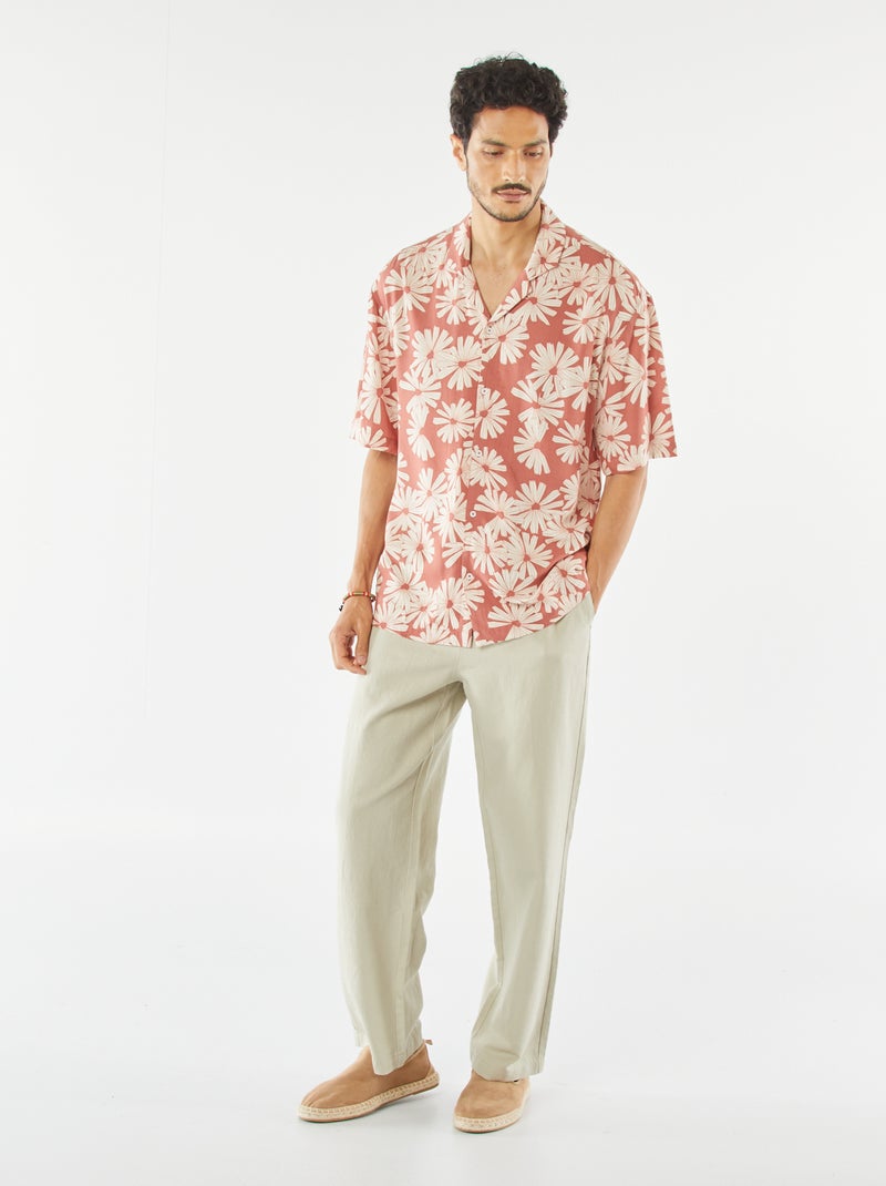 Chemise manches courte à motif Rouge - Kiabi