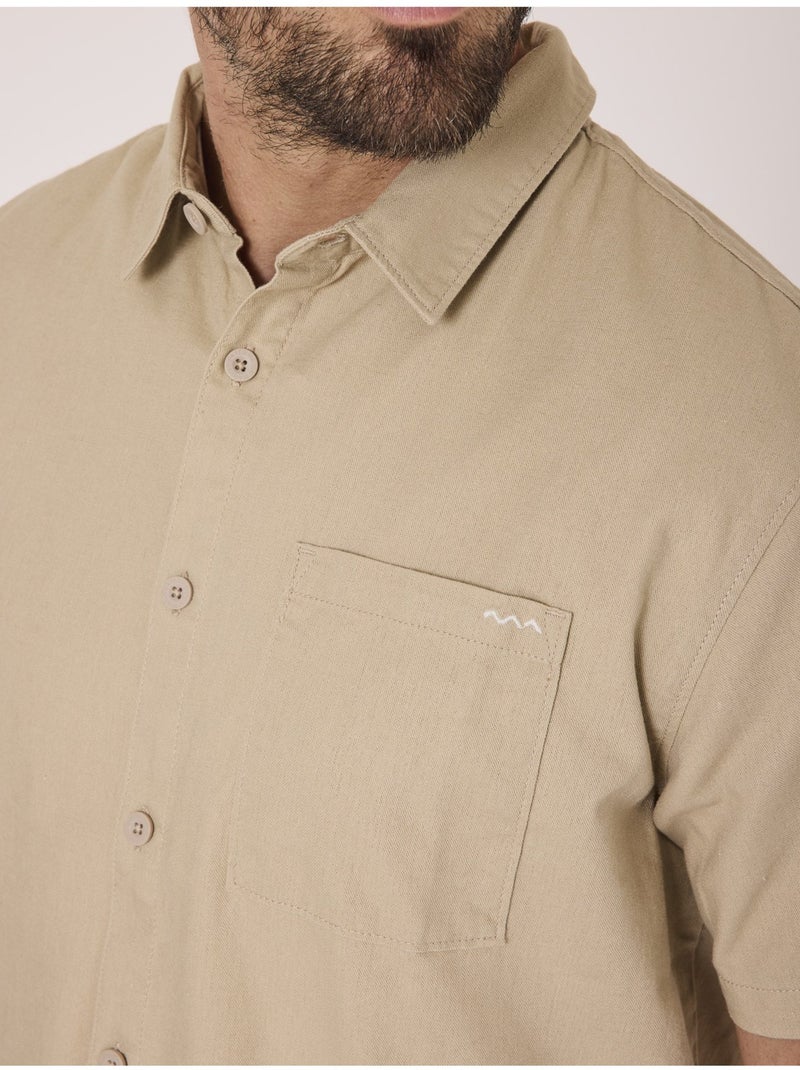 Chemise manches courtes - Terre de Marins Beige - Kiabi