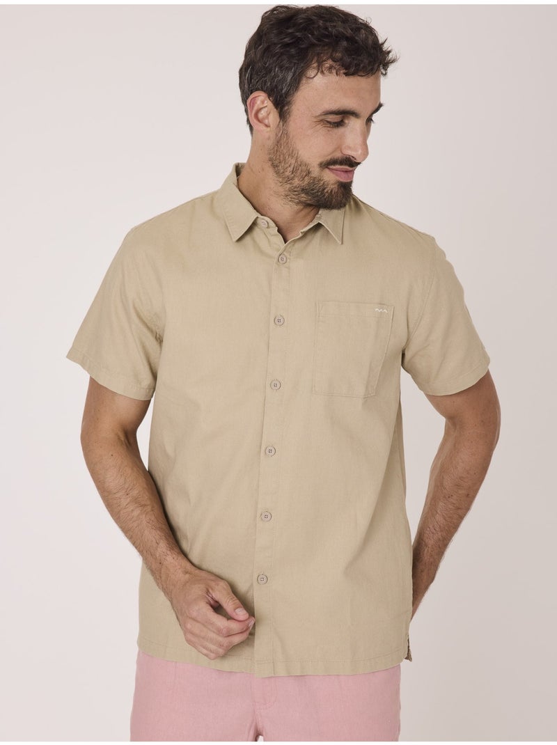 Chemise manches courtes - Terre de Marins Beige - Kiabi
