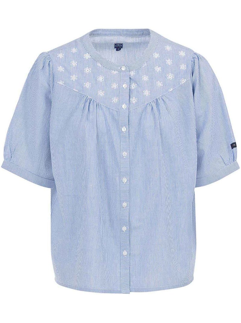 Chemise manches courtes - Terre de Marins Blanc Bleu - Kiabi