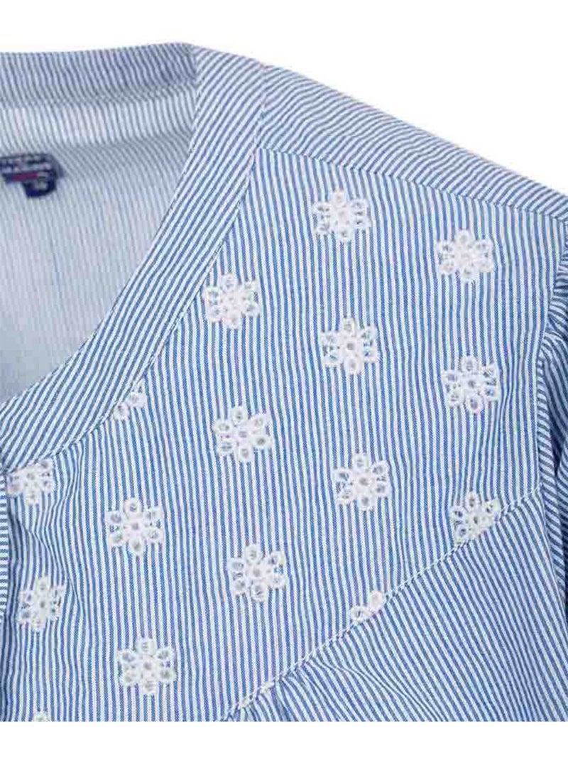 Chemise manches courtes - Terre de Marins Blanc Bleu - Kiabi