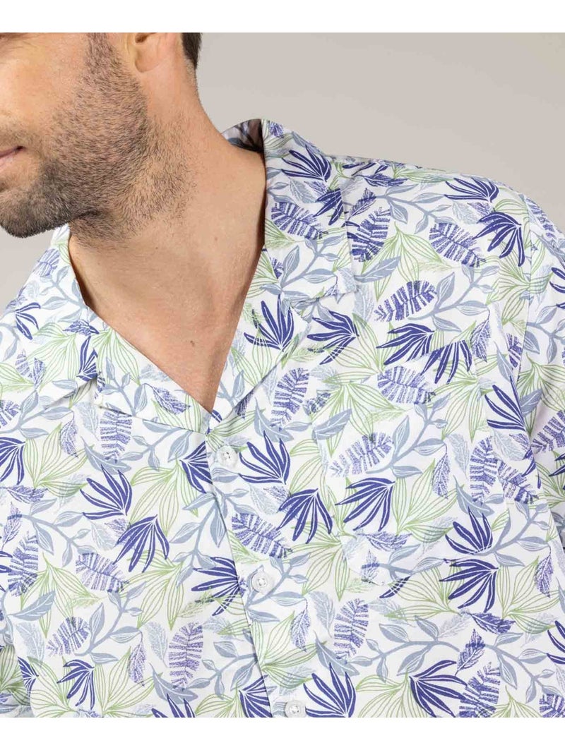 Chemise manches courtes - Terre de Marins Blanc Bleu - Kiabi
