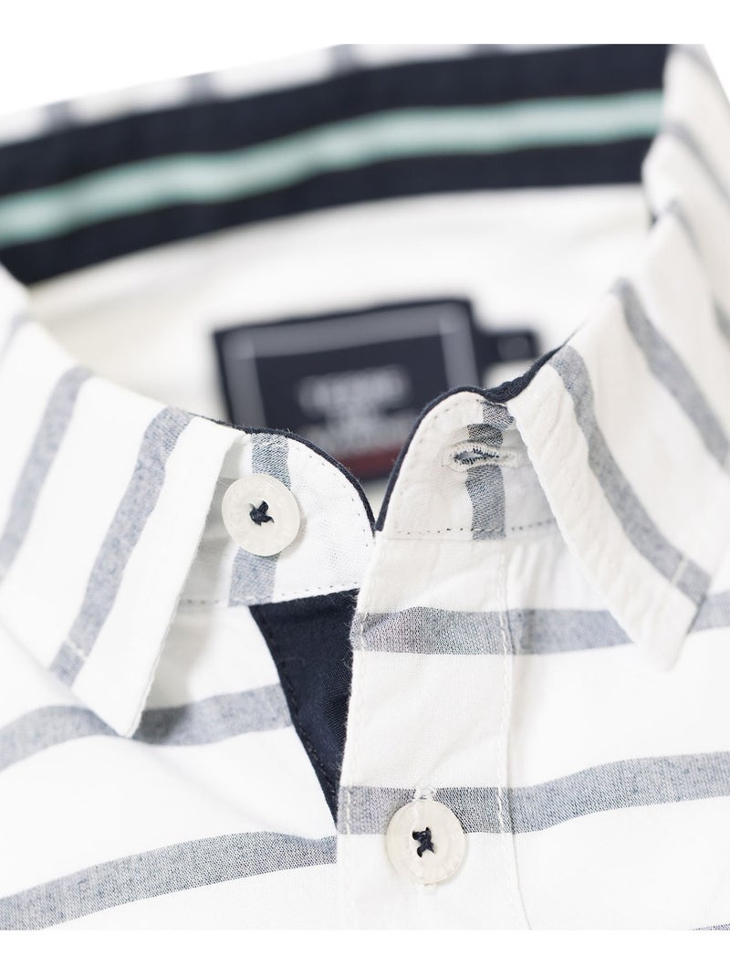 Chemise manches courtes - Terre de Marins Blanc Bleu - Kiabi
