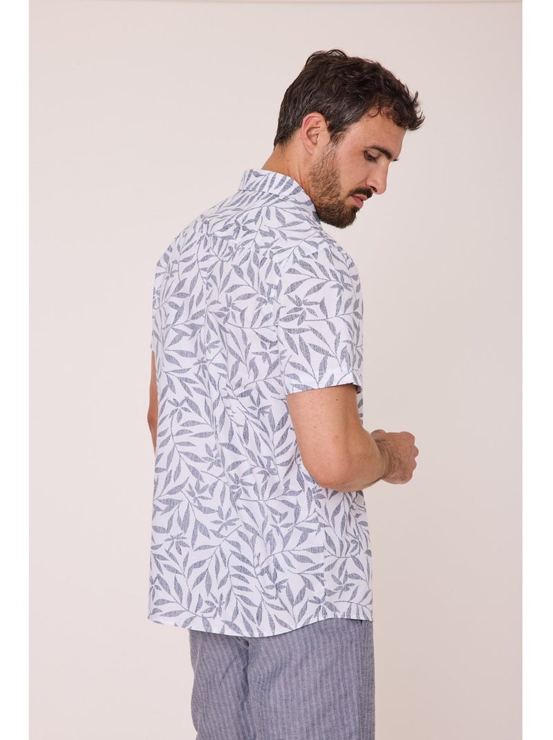 Chemise manches courtes 100% coton - Terre de Marins Blanc Bleu - Kiabi