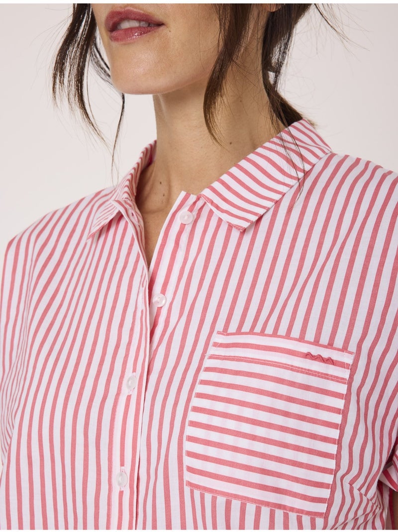 Chemise manches courtes 100% coton - Terre de Marins Blanc Orange - Kiabi