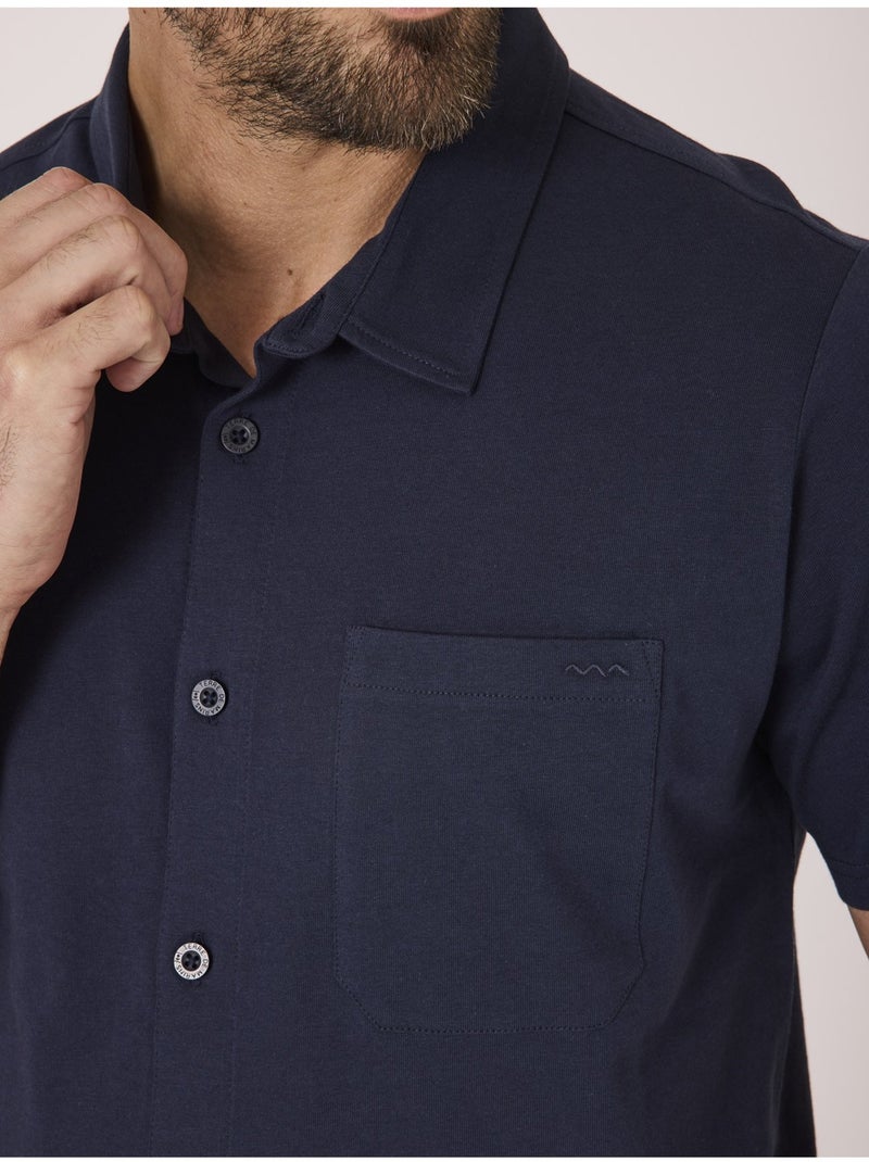 Chemise manches courtes 100% coton - Terre de Marins Bleu marine - Kiabi