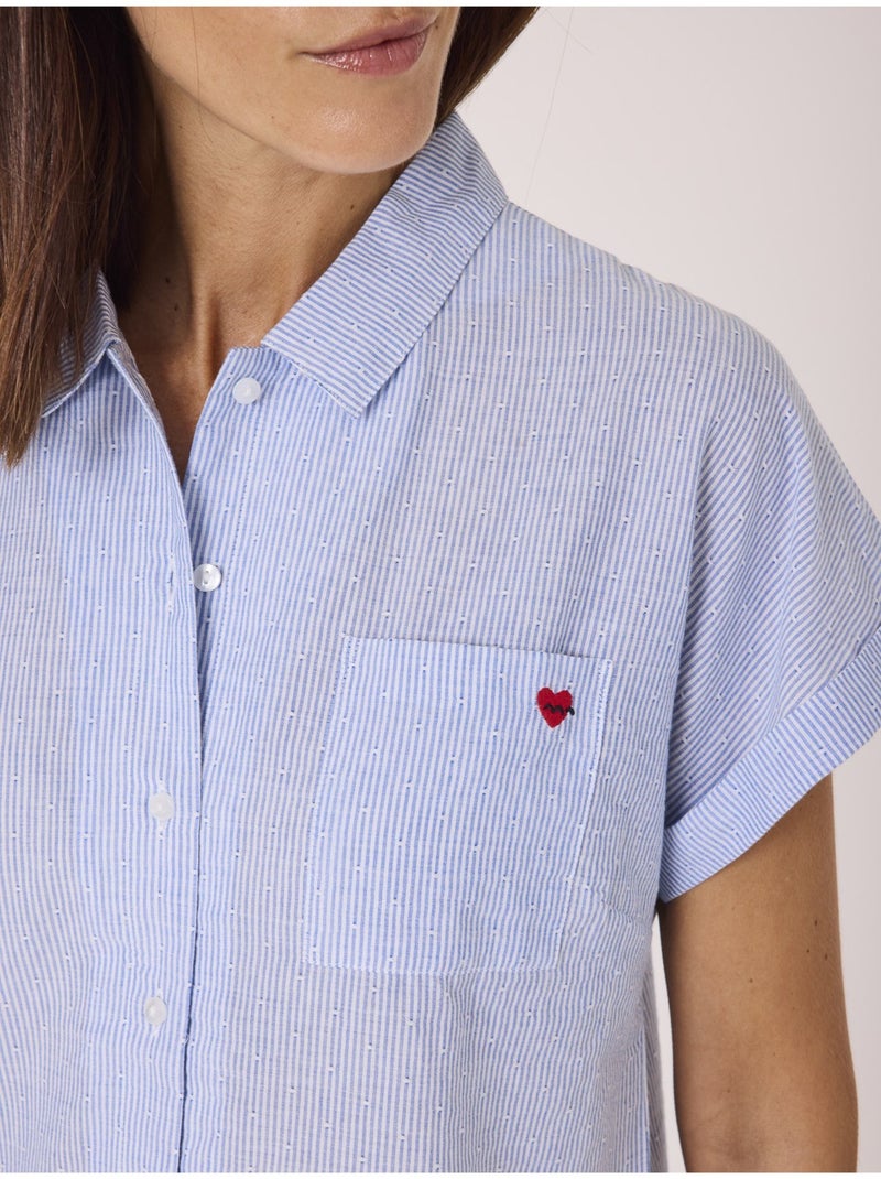 Chemise manches courtes 100% coton - Terre de Marins Bleu - Kiabi