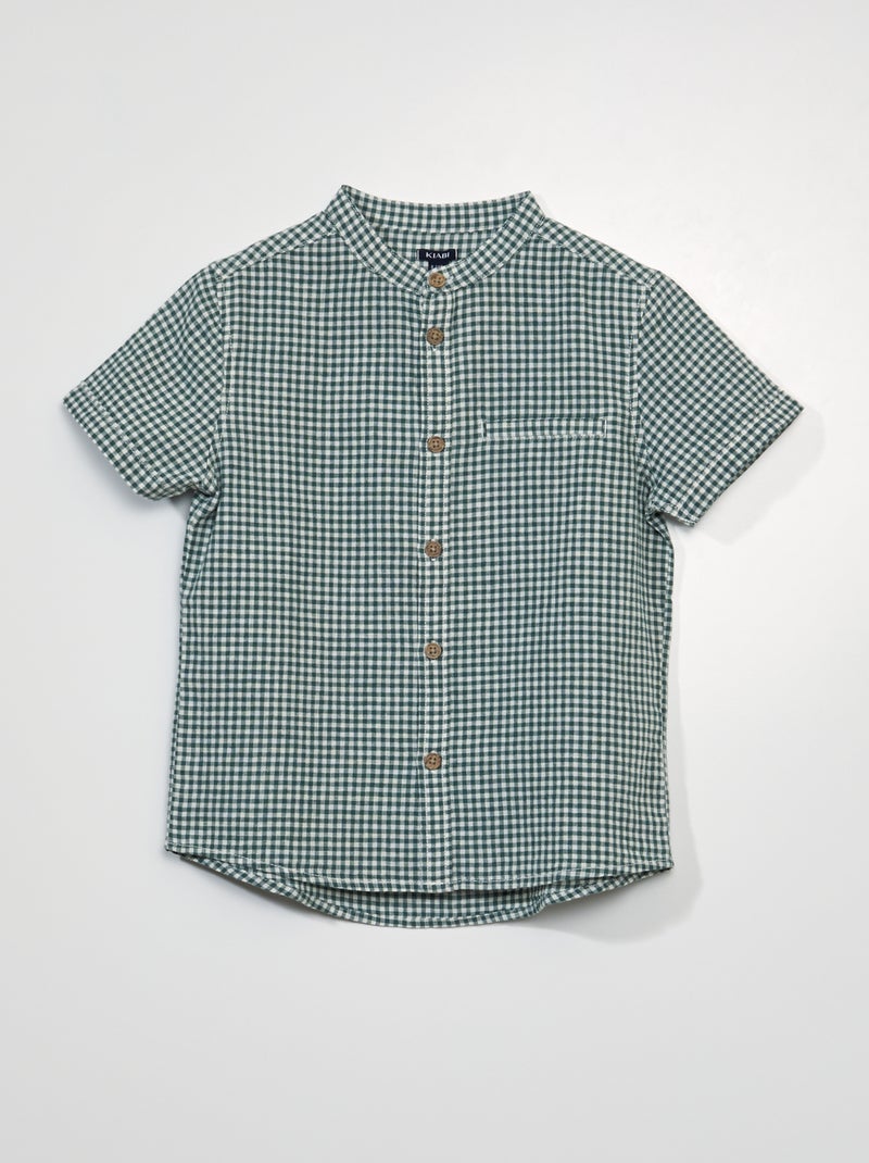 Chemise manches courtes à carreaux Vert - Kiabi