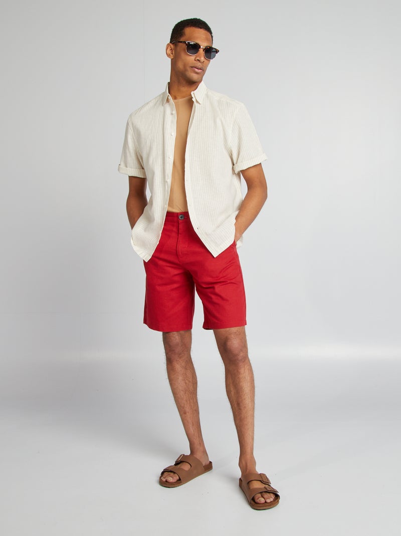 Chemise manches courtes à motif Beige - Kiabi