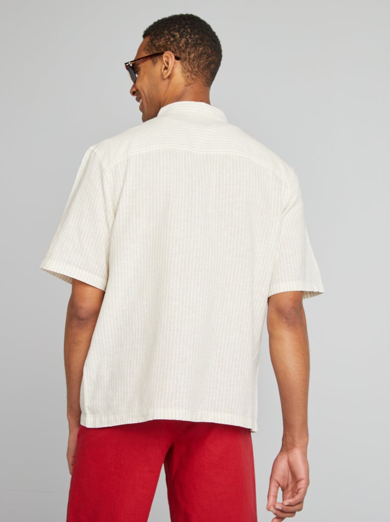Chemise manches courtes à motif Beige - Kiabi