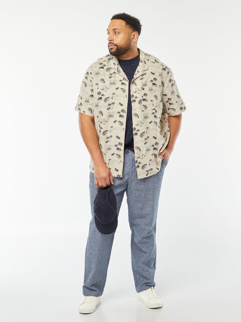 Chemise manches courtes à motif Beige - Kiabi