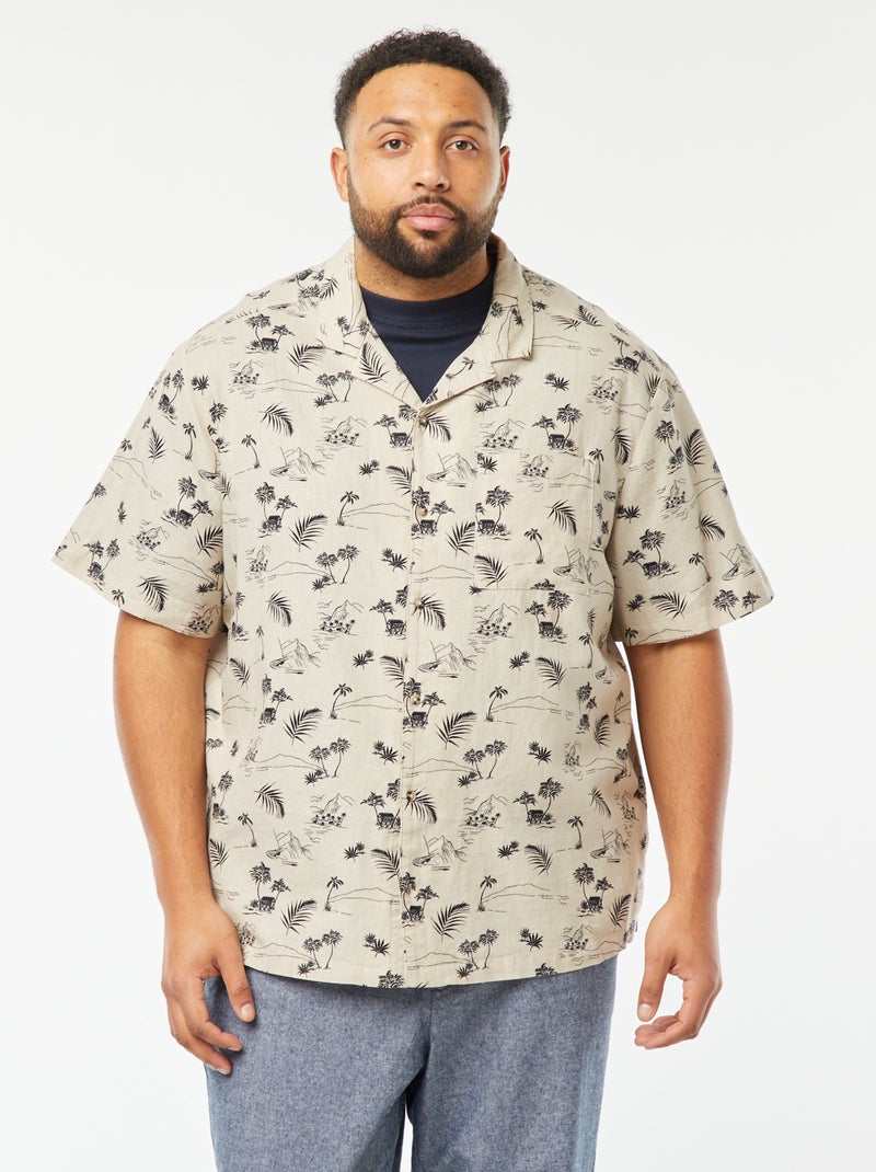 Chemise manches courtes à motif Beige - Kiabi