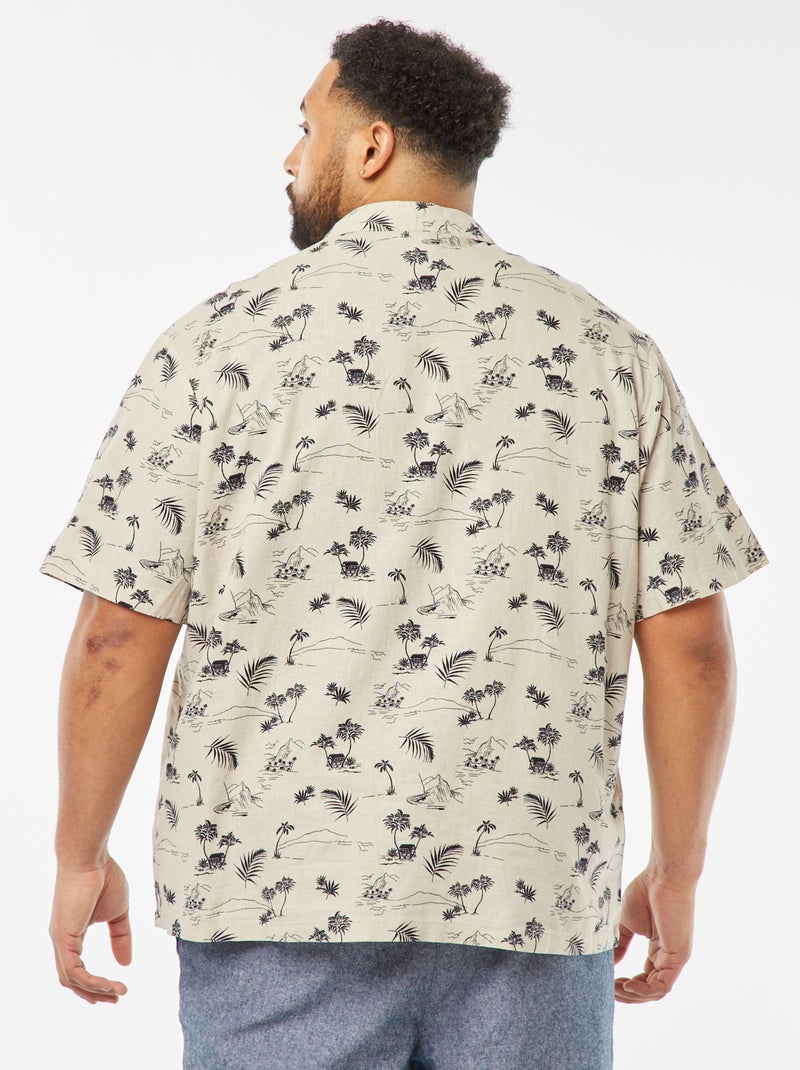 Chemise manches courtes à motif Beige - Kiabi