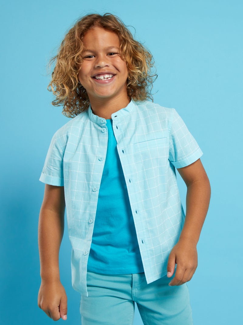 Chemise manches courtes à motif Bleu - Kiabi