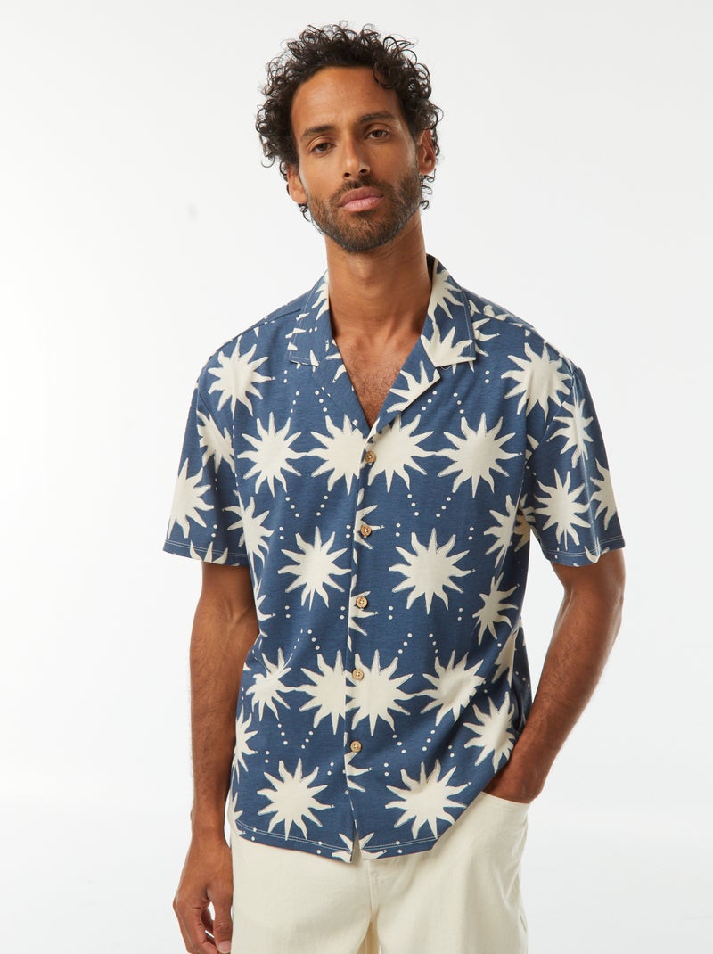 Chemise manches courtes à motif Bleu - Kiabi
