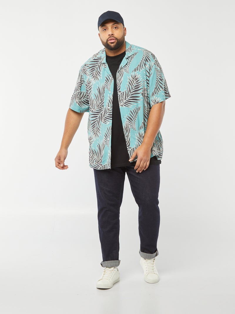 chemise manches courtes à motif BLEU - Kiabi