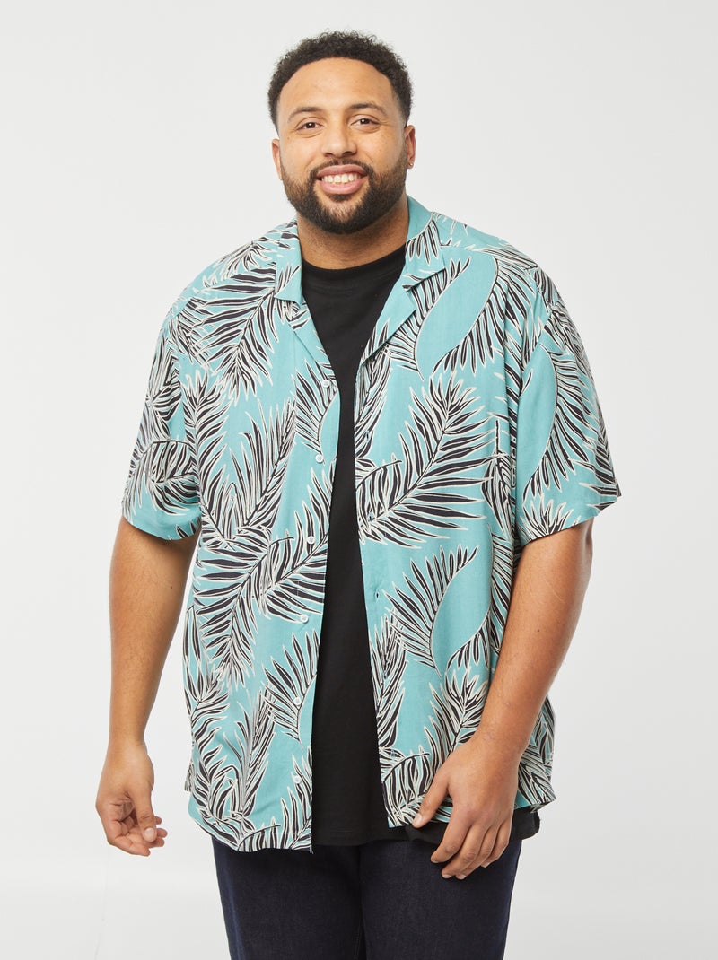 chemise manches courtes à motif BLEU - Kiabi