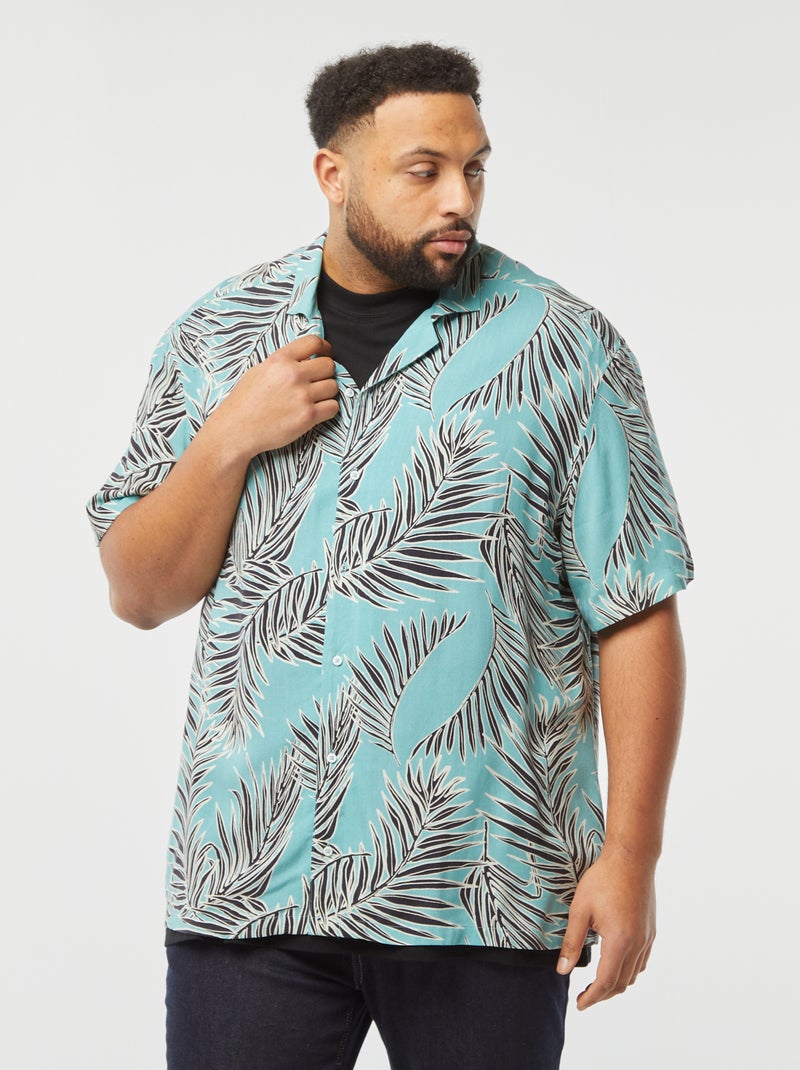 chemise manches courtes à motif BLEU - Kiabi