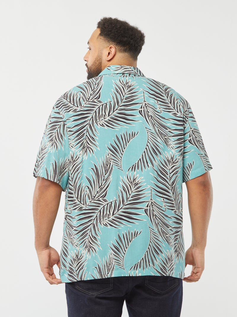 chemise manches courtes à motif BLEU - Kiabi