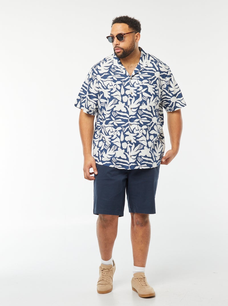 Chemise manches courtes Homme BUTTON LT Bleu Métal - Ref 403101-7377