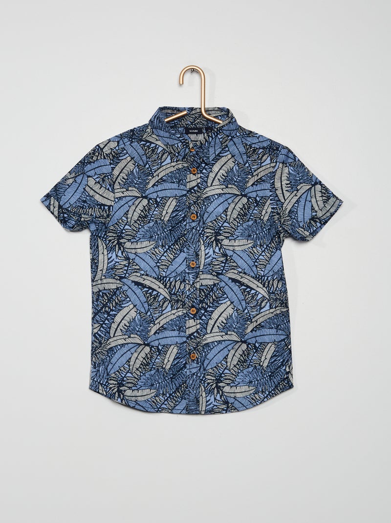 Chemise manches courtes à motif Bleu - Kiabi