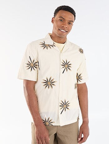 Chemise manches courtes à motif brodé
