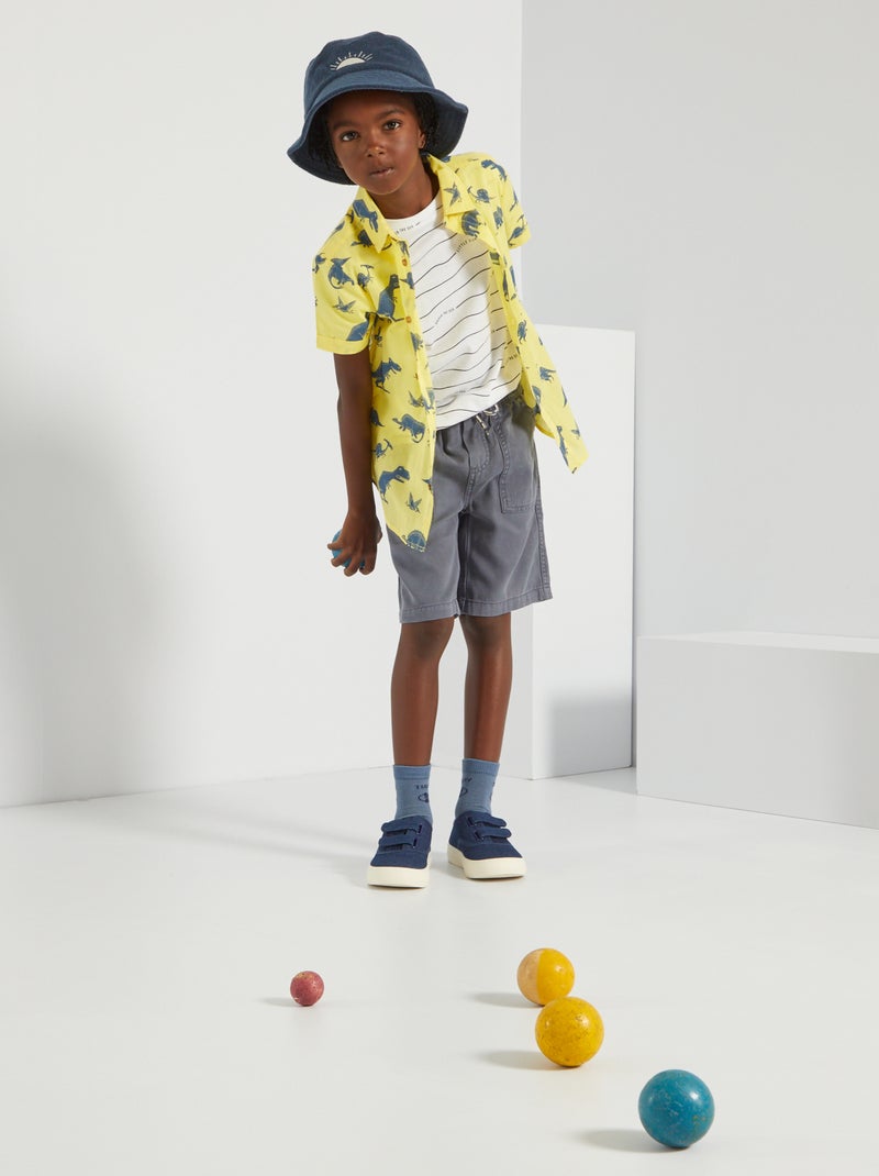 Chemise manches courtes à motif Jaune - Kiabi