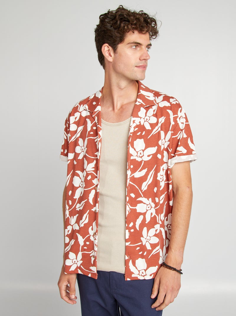 Chemise manches courtes à motif Marron - Kiabi