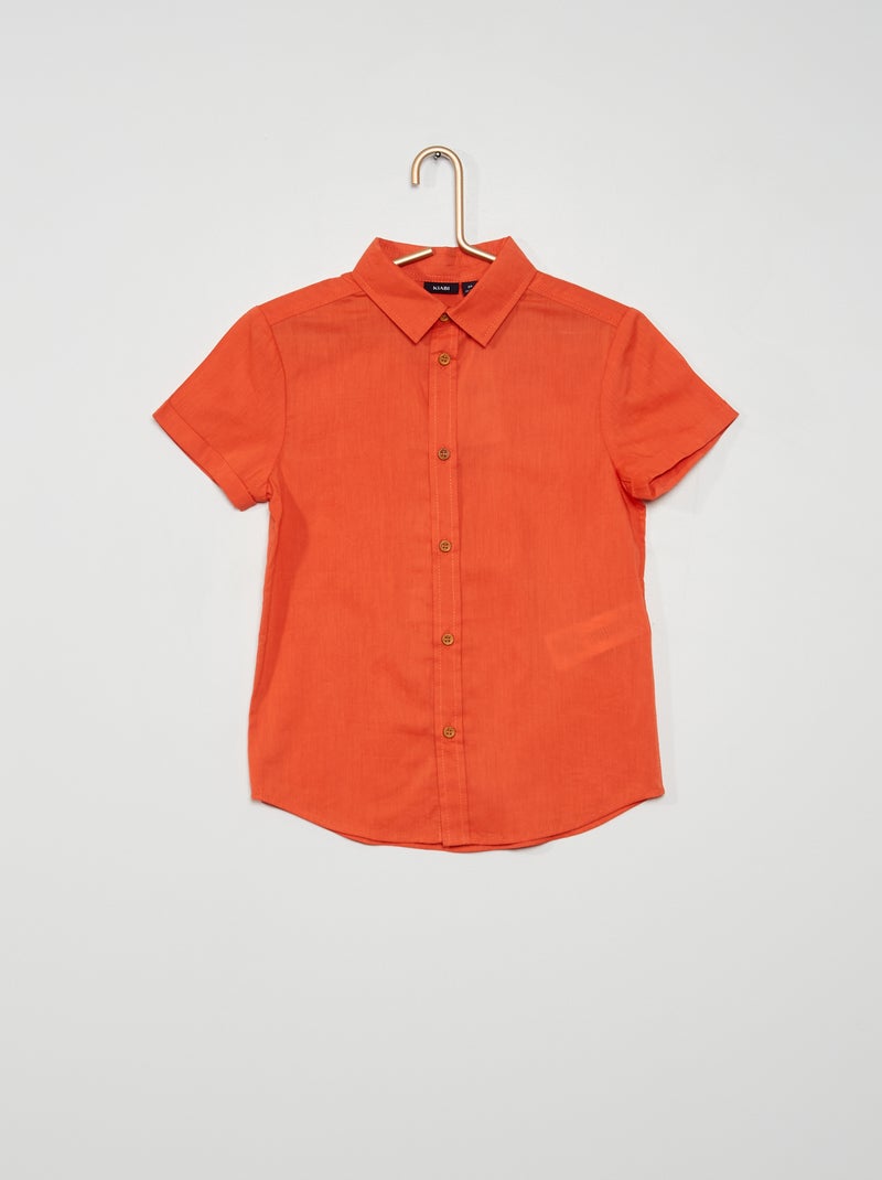 Chemise manches courtes à motif Orange - Kiabi