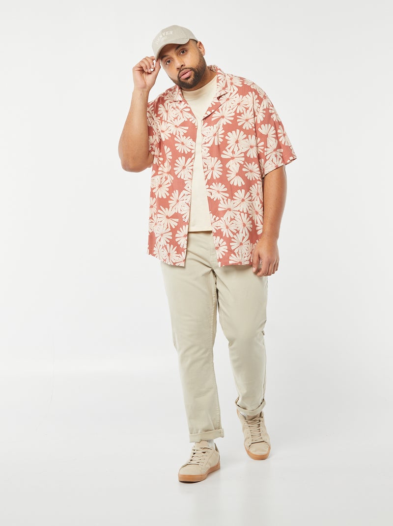 chemise manches courtes à motif ROUGE - Kiabi