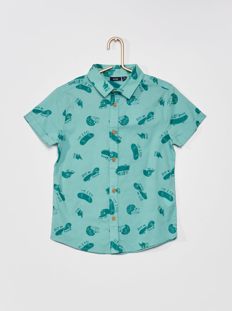 Chemise manches courtes à motif Vert - Kiabi