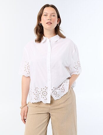 Chemise manches courtes avec broderie ajourée