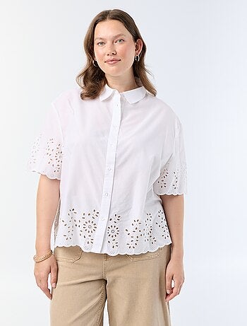 Chemise manches courtes avec broderie ajourée