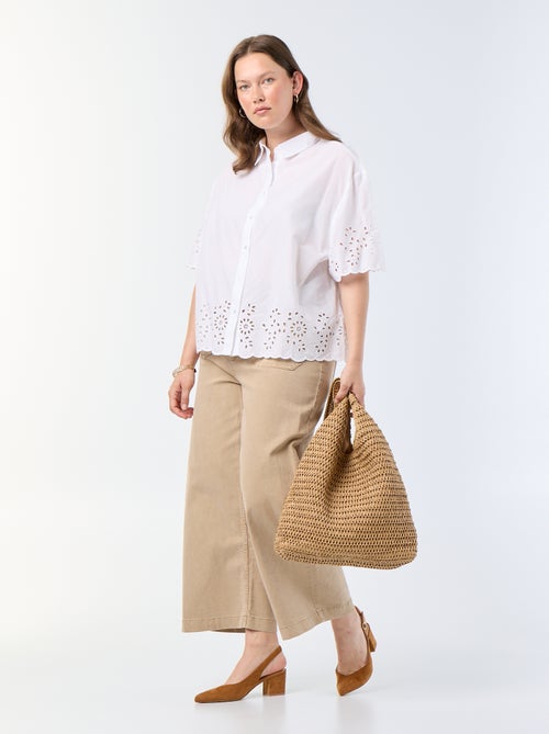Chemise manches courtes avec broderie ajourée - Kiabi Chemise manches courtes avec broderie ajourée - Kiabi