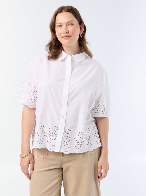 Chemise manches courtes avec broderie ajourée - Kiabi Chemise manches courtes avec broderie ajourée - Kiabi