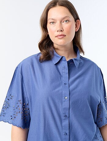 Chemise manches courtes avec broderie ajourée