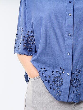 Chemise manches courtes avec broderie ajourée