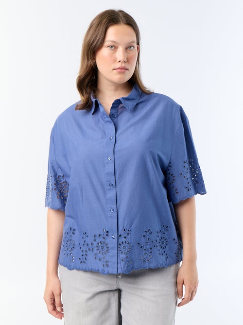 Chemise manches courtes avec broderie ajourée - Kiabi