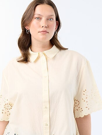 Chemise manches courtes avec broderie ajourée