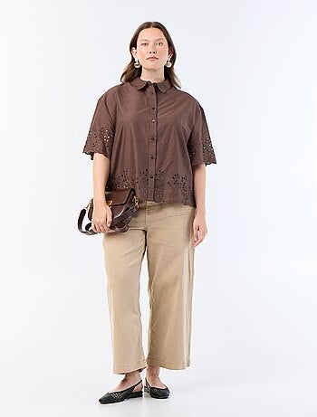 Chemise manches courtes avec broderie ajourée