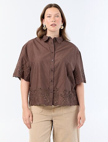 Chemise manches courtes avec broderie ajourée