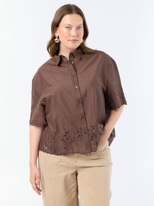 Chemise manches courtes avec broderie ajourée - Kiabi Chemise manches courtes avec broderie ajourée - Kiabi