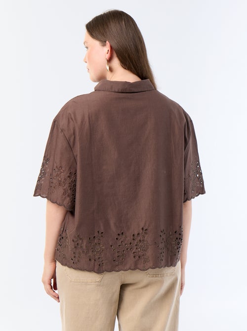 Chemise manches courtes avec broderie ajourée - Kiabi Chemise manches courtes avec broderie ajourée - Kiabi