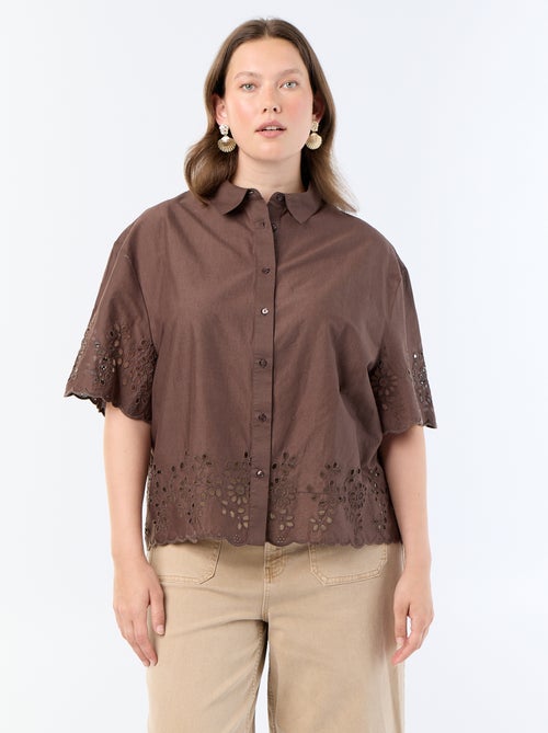 Chemise manches courtes avec broderie ajourée - Kiabi Chemise manches courtes avec broderie ajourée - Kiabi