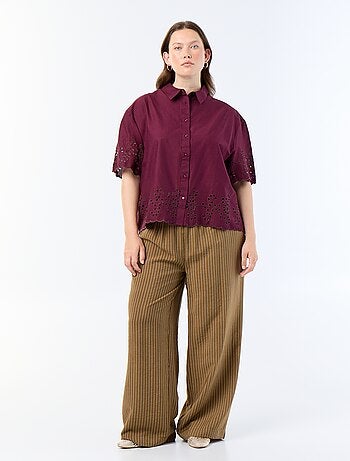 Chemise manches courtes avec broderie ajourée