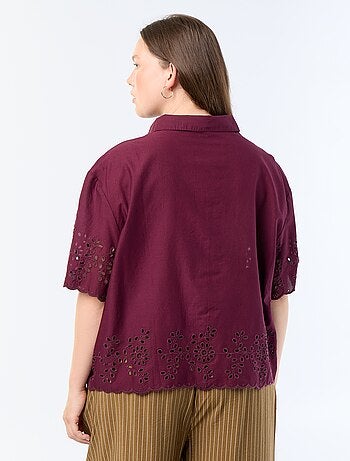 Chemise manches courtes avec broderie ajourée