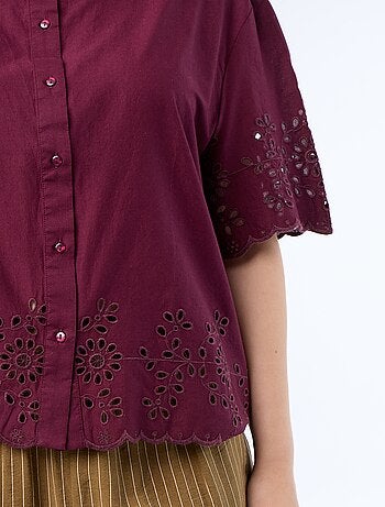 Chemise manches courtes avec broderie ajourée
